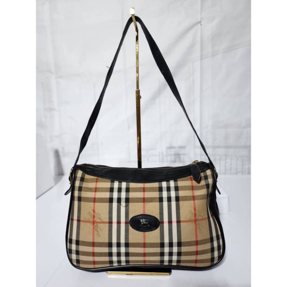 Authentic Burberry Vintage Autre Marque Nova Check Shoulder Bag Black/Beige - Picture 1 of 11